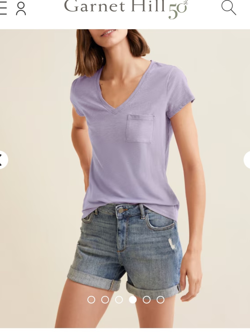 Garnet Hill Pink Weekender V-Neck Short-Sleeve Organic Cotton Tee Women’s Small